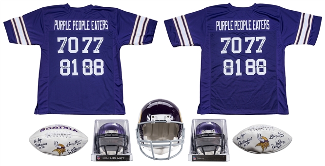 Lot of (7) Purple People Eater Multi Signed Minnesota Vikings Memorabilia (JSA)